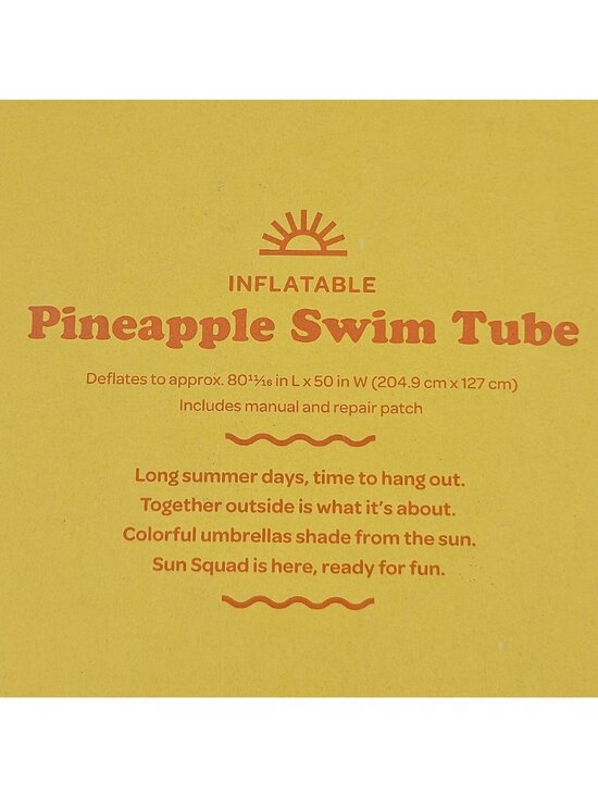 Sun Squad Pool Float Inflatable Pineapple Swim Tube Yellow Green Summer NIB - Picture 3 of 10